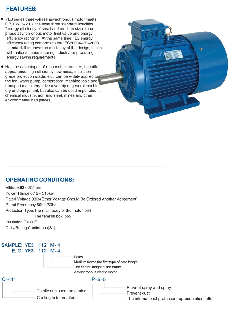 CE Approved Yd Variable Speed Motor for Ventilator with Aluminum-Bar Rotor