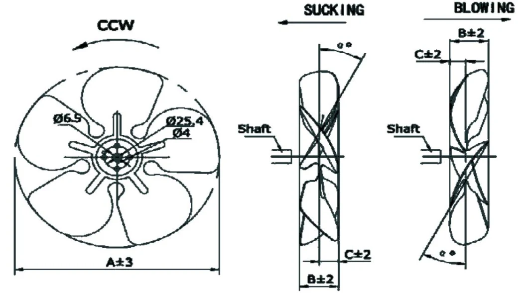 Custom AC Electric Motor Cooling Parts 5 Plastic Fan Impeller Blade